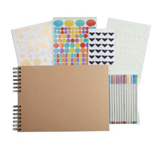 Picture of SCRAPBOOKING KIT KRAFT 32X22CM 70PGS W/ STICKERS & MARKERS